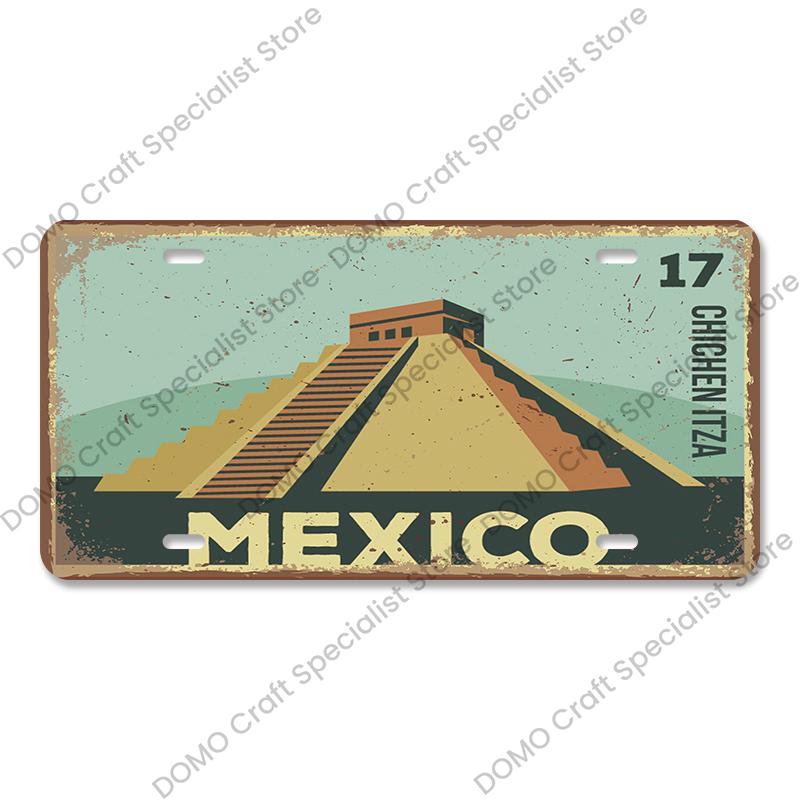 National Landmark Poster Car License Plate Retro France New York Australia Metal Tin Signs Wall Decor Garage Car Club