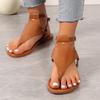 Large Size Clip-toed Sandals Women's Casual Flat-bottomed Clip-toed One-word Buckle Beach Shoes Flat-bottomed Sandals