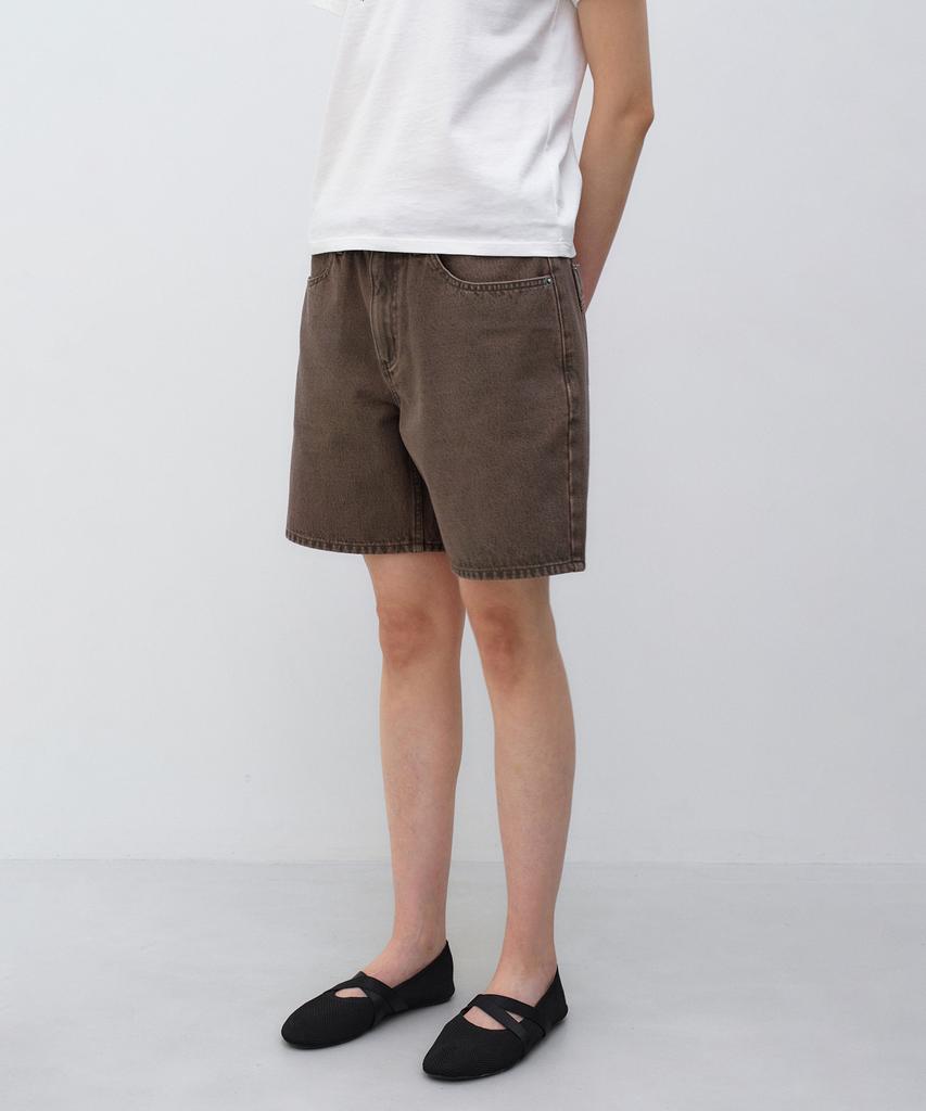 INSILENCE WOMEN Raw Bermuda Pants Brown