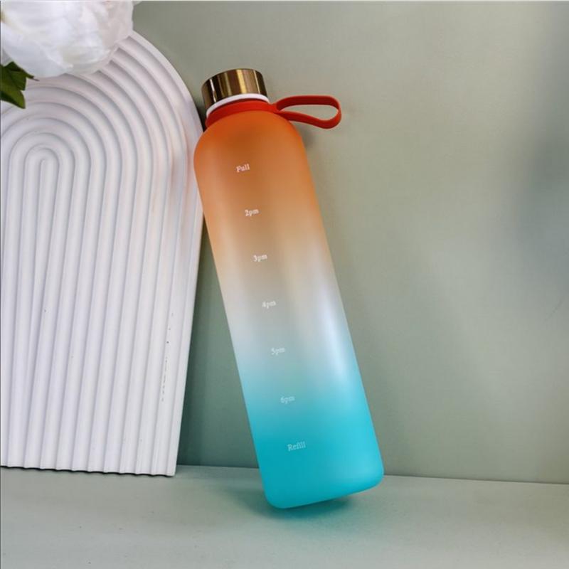 1000ML Handle Scrub Gradient Water Bottle, Large Capacity Space Cup for Outdoor Sports and Portable Use sports water bottle