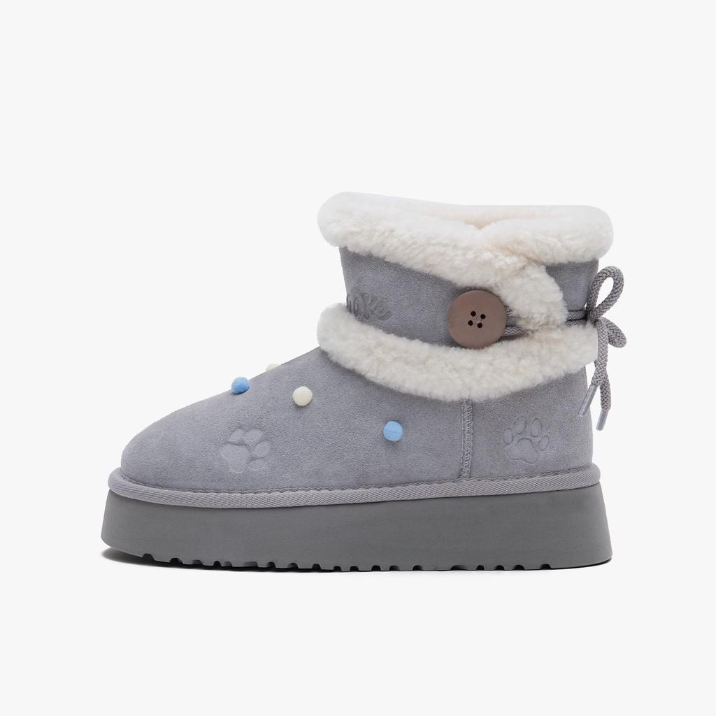 Winter Chunky Platform Snow Boots for Women Faux Suede Non-Slip Ankle Booties With Fur Lining Women's Warm Comfortable Fuzzy Walking Short Boots Shoes