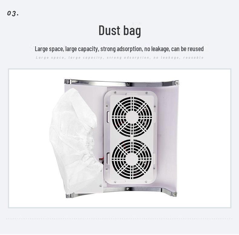 Мощный настольный пылесос для ногтей с двумя вентиляторами мощностью 80 Вт и пылесборник