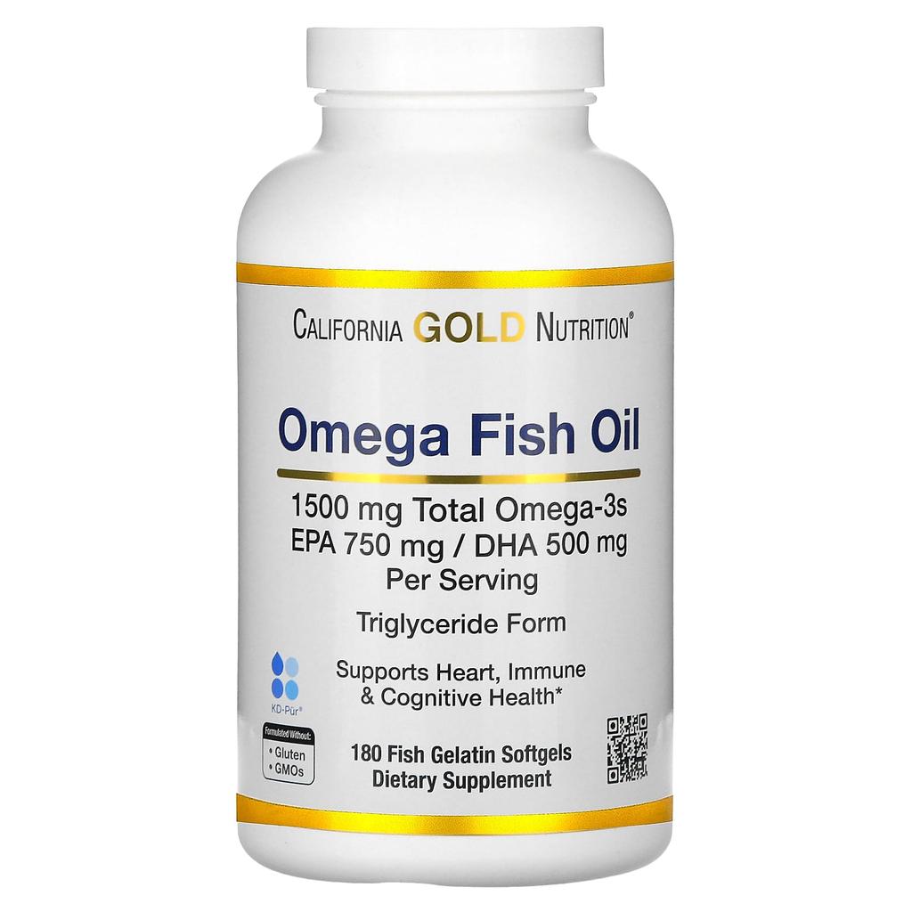 Norwegian Omega-3 Fish Oil with Epa/Dha, Natural Lemon Flavor, 180 Softgels