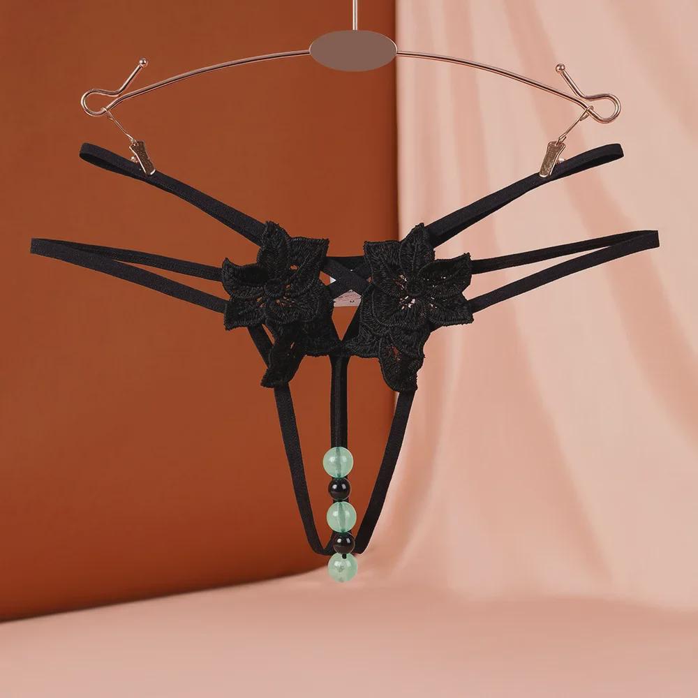"Светящиеся жемчужные массажные стринги с открытой промежностью для женщин": Сексуальное нижнее белье для ночного клуба"