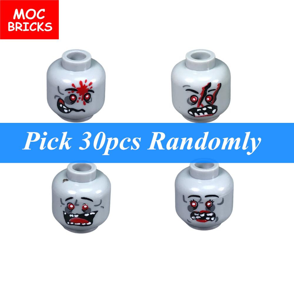 30 шт./лот MOC Кирпичи Коллекция выражений лица головы Зомби фигурка аниме Совместимые конструкторы DIY Образовательные игрушки