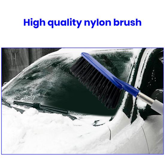 Car Snow Brush Ice Scraper Aluminum Alloy Long Handle EVA Sponge Grip Flexible Nylon Bristles Auto Windshield Snow Removal Broom Ice Shovel Tool