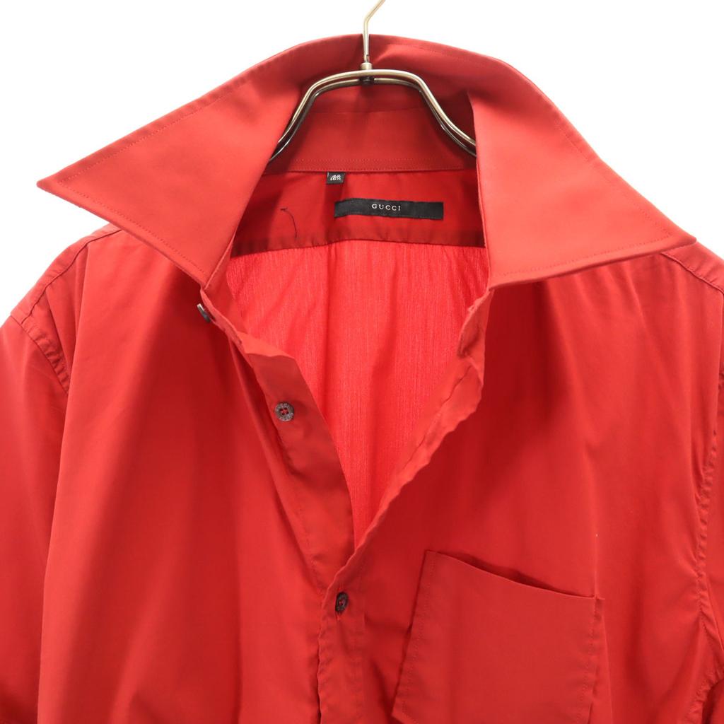 Gucci Сделано в Италии Короткий рукав Эластичная рубашка 42 Красный Мужская Б/у