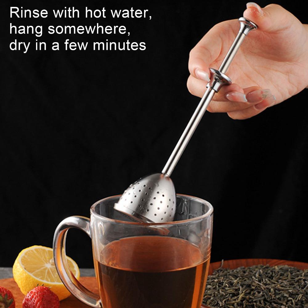 2 Pcs Set Fine Holes Tea Strainer Long Handle Stainless Steel Infuser Loose Leaf Tea