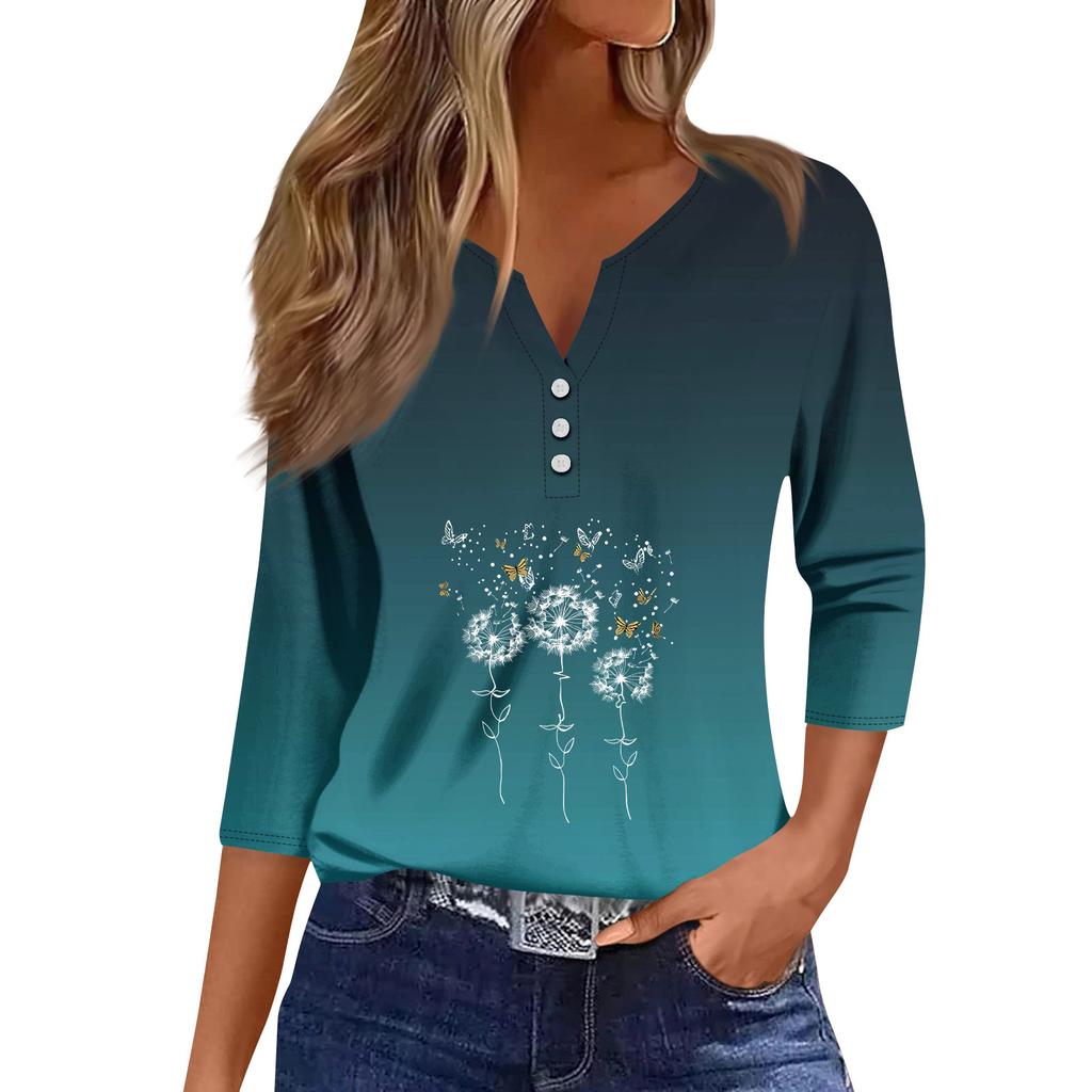 Женский модный и повседневный пуловер с рукавом семь четвертей и популярным принтом