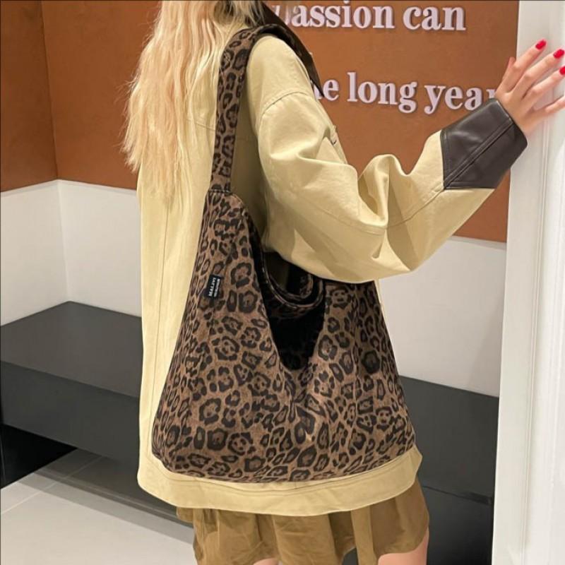 Stylish Leopard Print Crossbody Bag Women Large Capacity Tote Shoulder Winter Casual Commuter