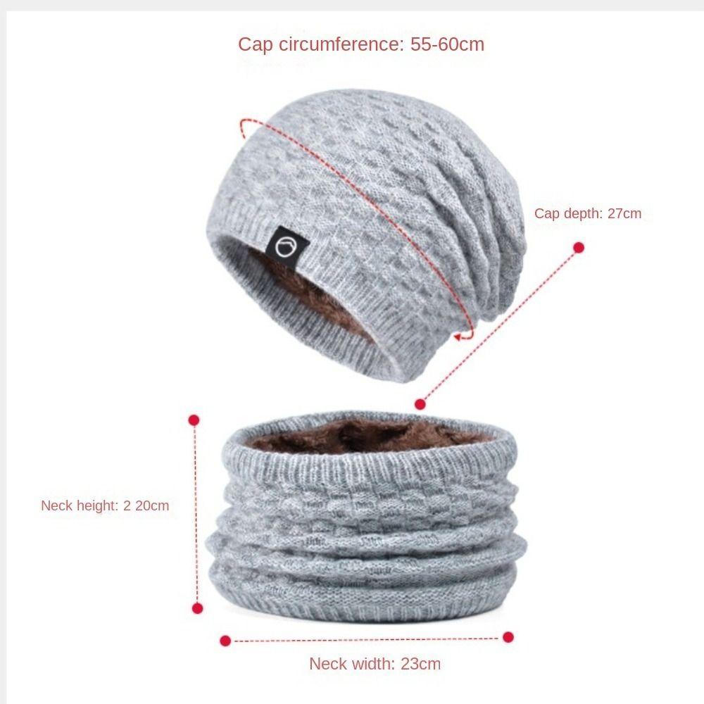 2PCS/Set Soft Knitted Hat Warm Beanie Cap Gift Women Hats Scarfs Set for Women