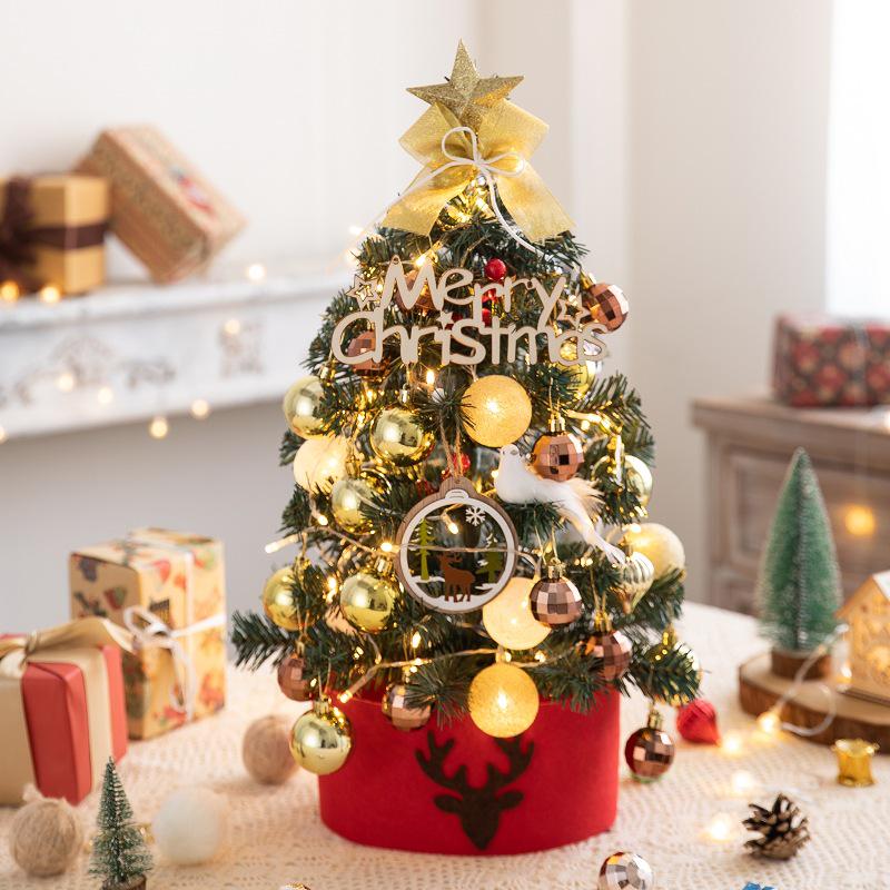 60cm Desktop Christmas Tree Set with Ornaments - DIY Holiday Decoration and Gift