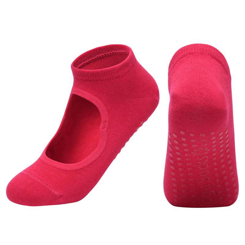 Morandi Color Backless Yoga Socks Women Pilates Socks Dance Trampoline Aerobics Fitness Sports Socks