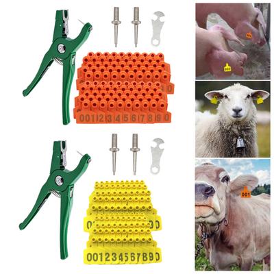 Бирки для ушей скота Номера от 001 до 100 Пластиковые бирки для сельскохозяйственных животных Набор аппликатора для бирок для ушей для коров коз овец свиней