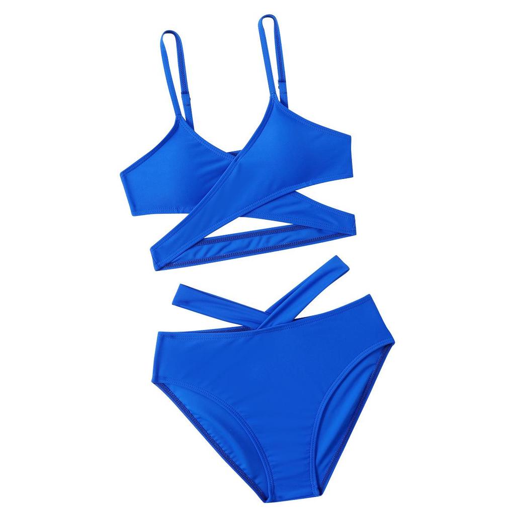 Новый женский сексуальный купальник бикини сплошного цвета 2024 года