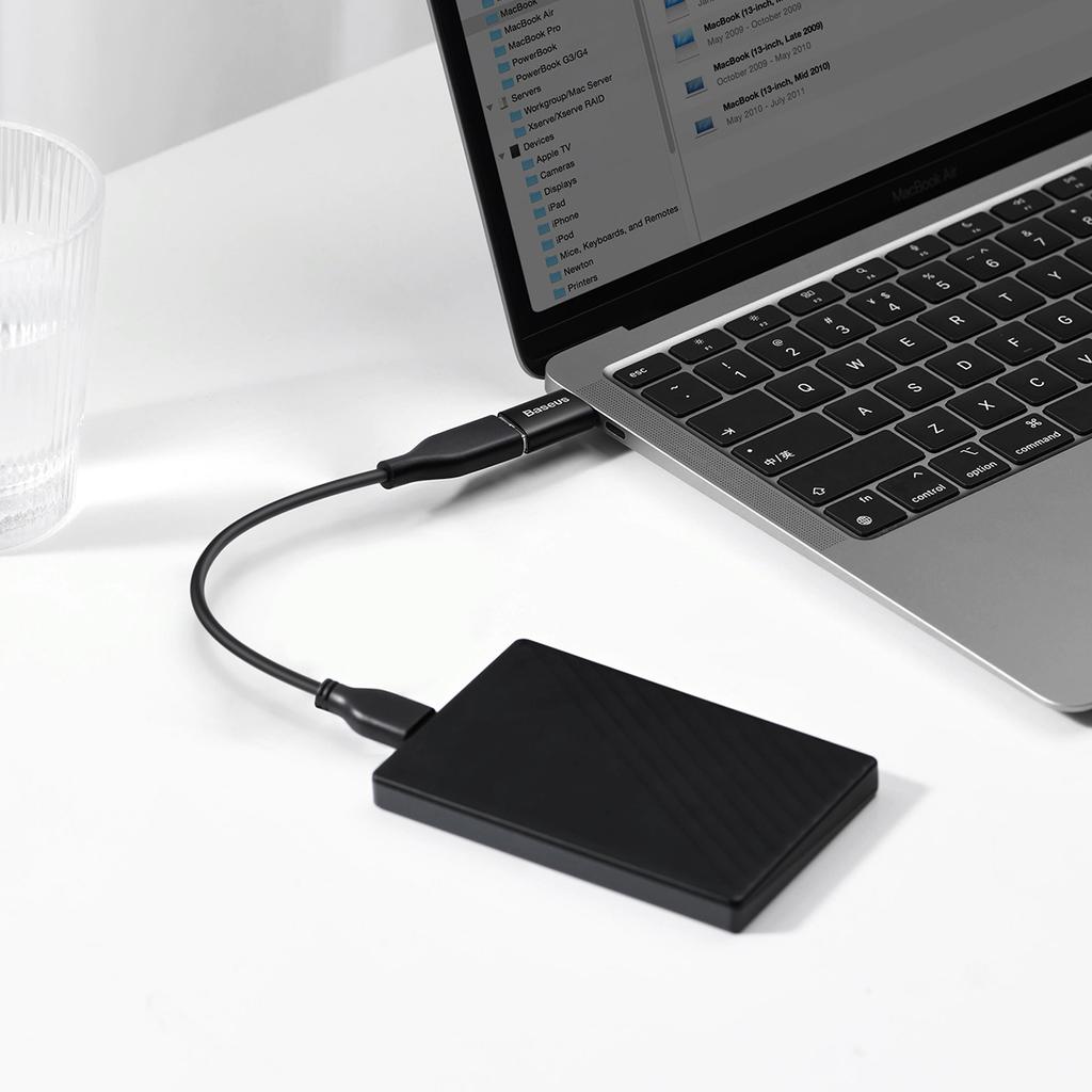 Адаптер Baseus Premium USB-C — USB-A — быстрая передача данных 10 Гбит/с — элегантная черная отделка