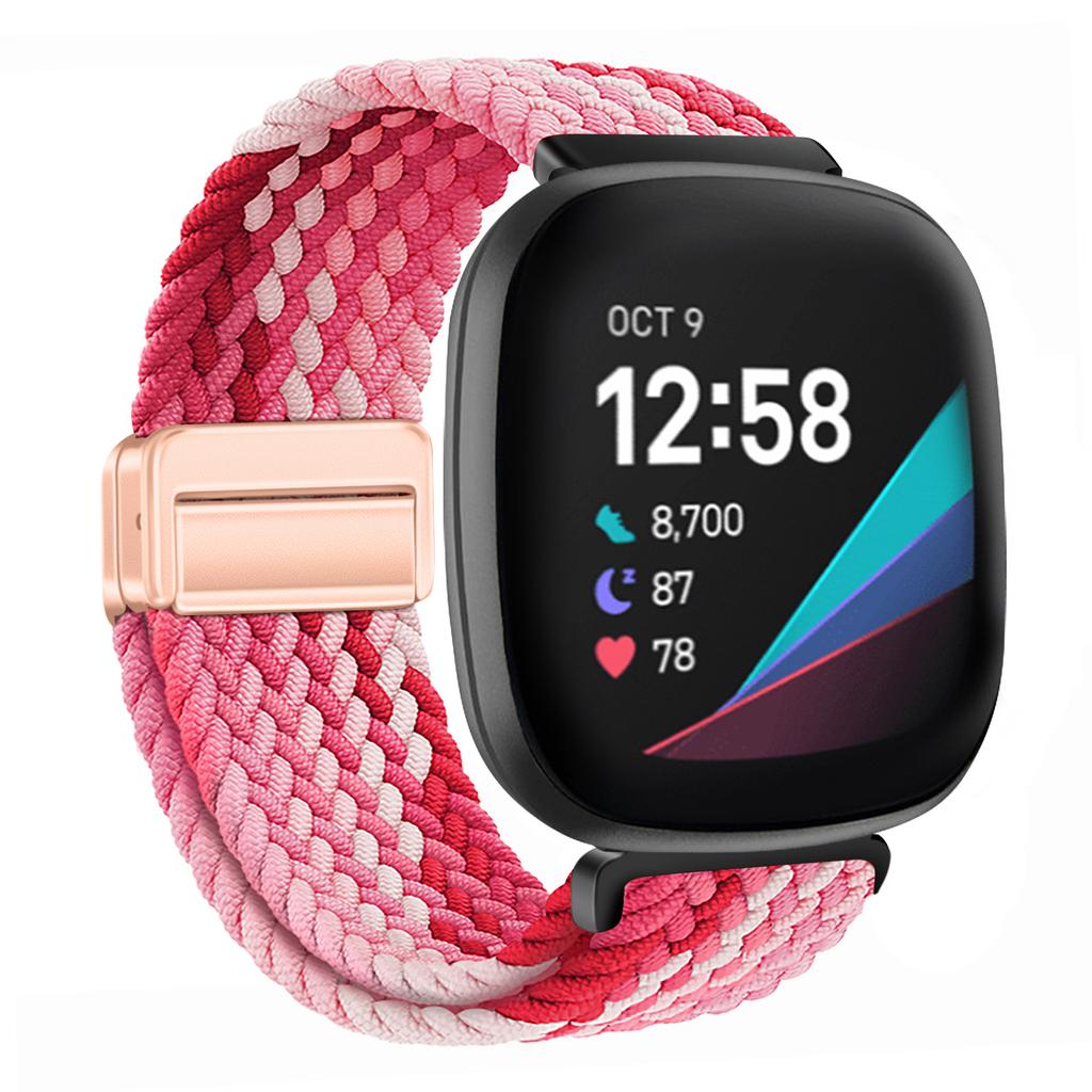 Плетеная нейлоновая петля-ремешок для Fitbit Versa 4/3, регулируемый металлический магнитный браслет-ремешок для Fitbit Sense 2/1, аксессуары для ремешка
