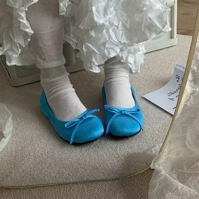 Женские балетки с круглым носком, новые на весну и осень 2025 года, французские синие туфли-лодочки на плоской подошве с мягкой подошвой Мэри Джейн