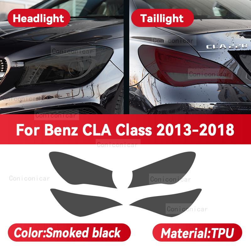 Для Mercedes Benz CLA Class 2013-2023 автомобильные фары, черная защитная пленка из ТПУ, передний светильник, оттенок, изменение цвета, наклейки, аксессуары