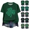 Женская мода повседневная с заниженной линией плеча короткая St. Футболка с круглым вырезом и принтом ко Дню Святого Патрика