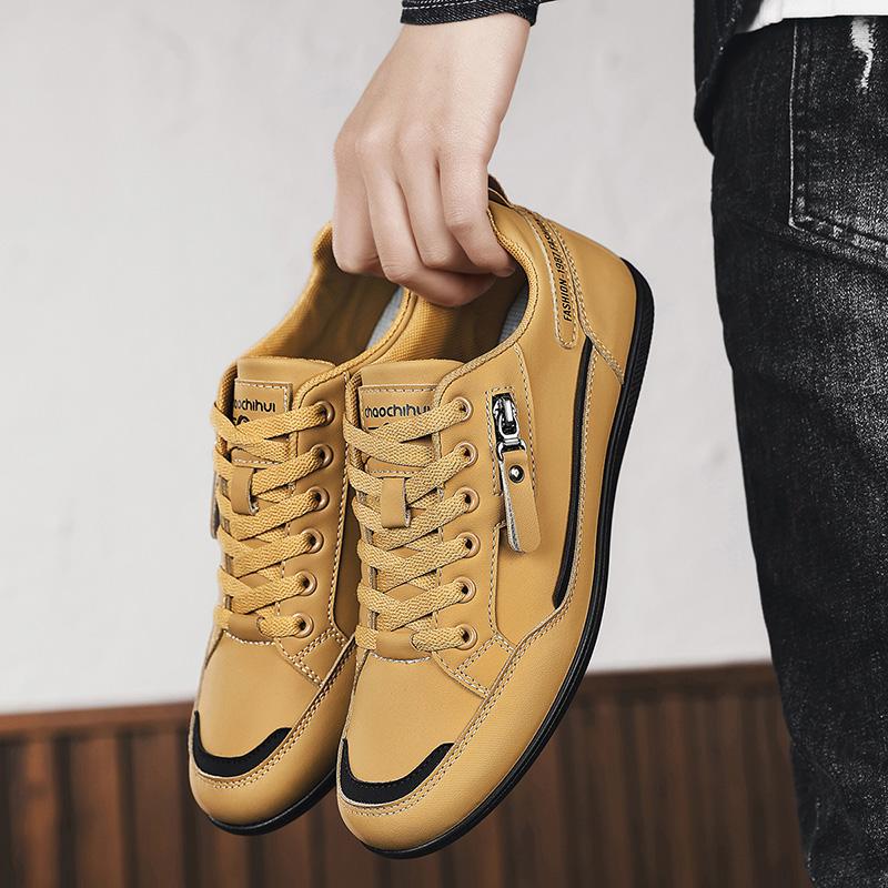 Мода Новая Повседневная Обувь Мужские Кроссовки Уличная Кожаная Обувь Обувь для Ходьбы Лоферы Удобная Мужская Обувь Tenis Hombres Черный Белый