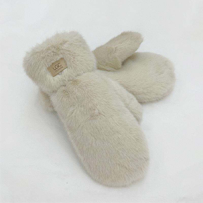 Plush Thicken Wither Warm Cashmere Gloves Imitation Rabbit Fur Women Girls Gloves Windproof Soft Full Fingers Mittens Gloves