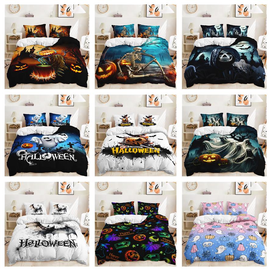 3D комплект постельного белья на Хэллоуин, праздничный подарок, детская комната, пододеяльник, 2/3 шт., мягкая молния DE135 * 200, полноразмерное украшение из микрофибры для спальни