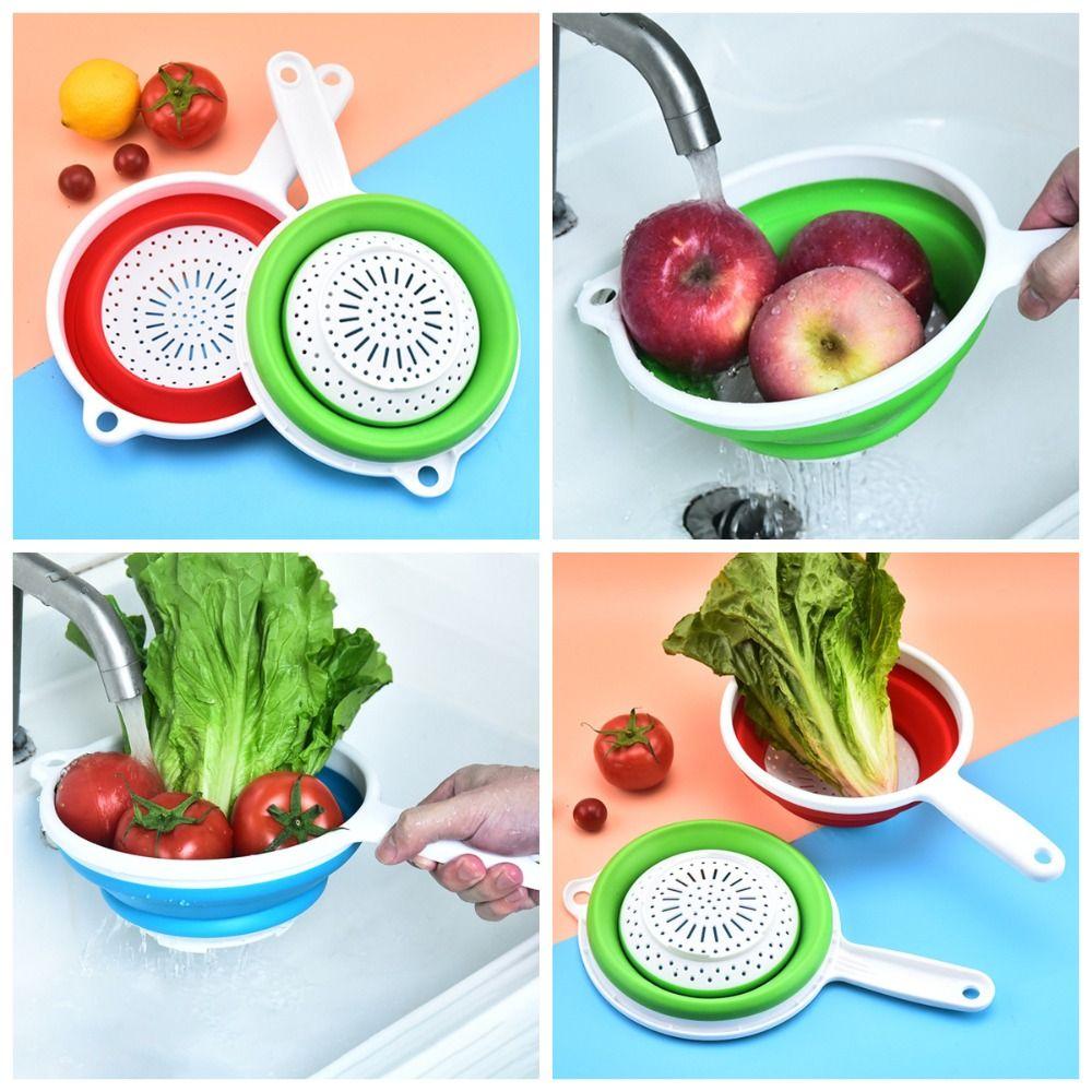 Складная раковина для мытья овощей, силиконовый складной дуршлаг для фруктов, складная корзина для пикника