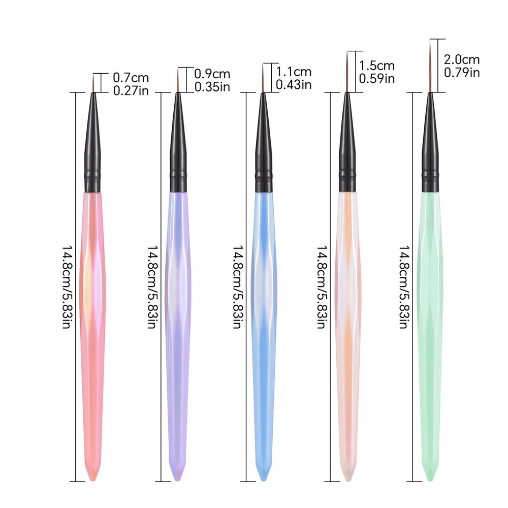 5шт красочная кисть для рисования подводки для ногтей ручка для маникюра полосатая ручка для рисования цветов акриловая тонкая ручка для рисования подводки для ногтей