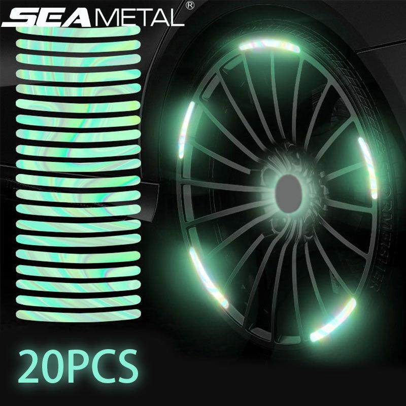 SEAMETAL Наклейка на ступицу колеса автомобиля Светоотражающая лента для мотоцикла Автомобиля Безопасность при ночной езде Светящиеся Универсальные наклейки
