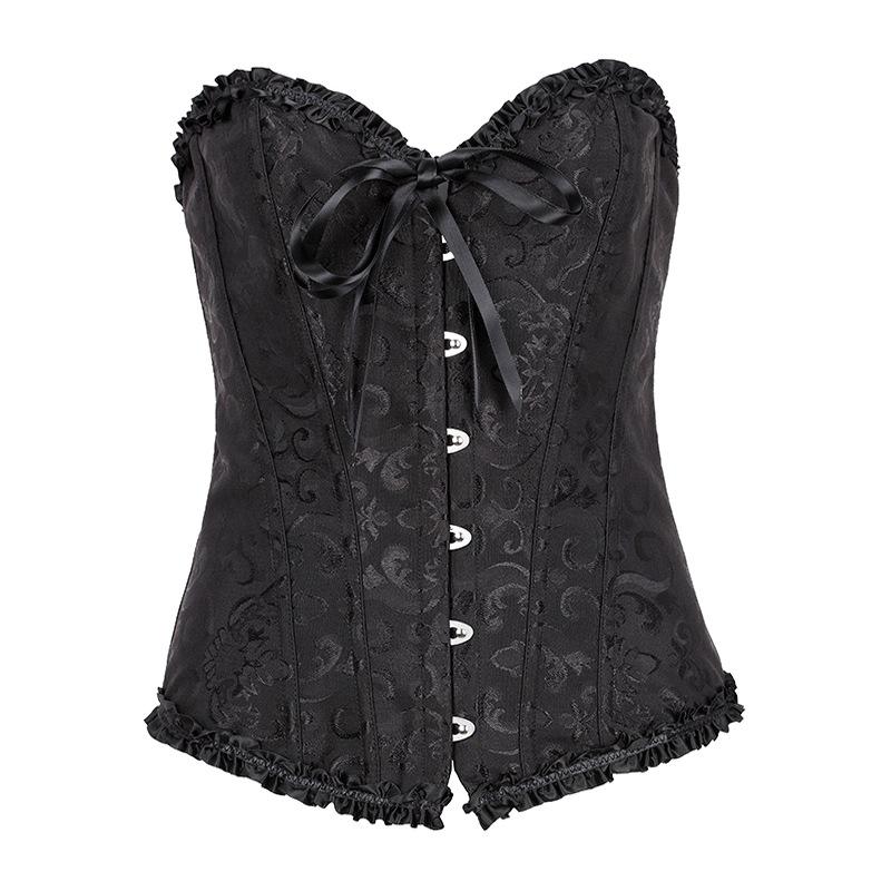 Women's Lace Up Boned Corset Top Overbust Bustier Steampunk Korse Hourglass Bodyshaper Corselet