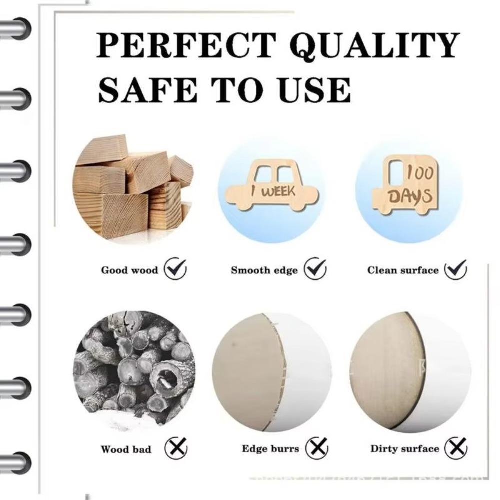 14pcs Cute Wooden Memorial Cards Handmade Baby Growth Cards  Baby Birthing Gift