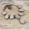 Rainbow Moonstone Rough Necklace Electroformed Copper Necklace Adjustable Chain Necklace Copper Jewelry For Women Handmade Gemstone Necklace