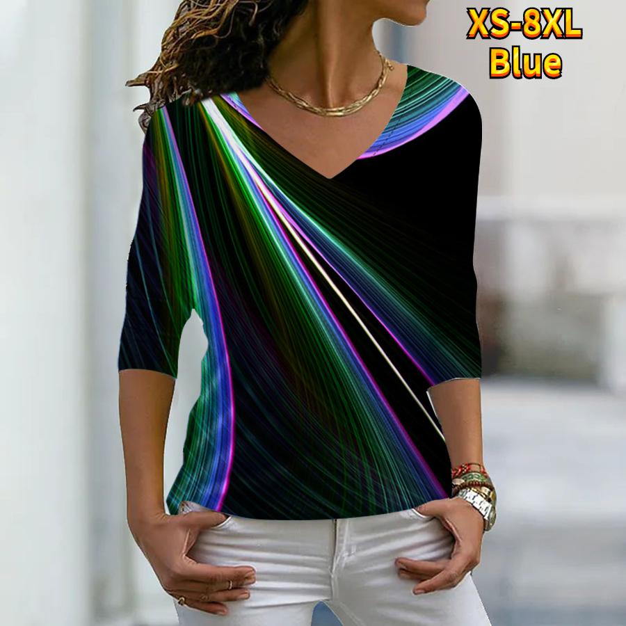 Женские осенние футболки с длинными рукавами и цветочным принтом «Свет, как тень», свободные футболки с v-образным вырезом, большие размеры, топы, удобная блузка