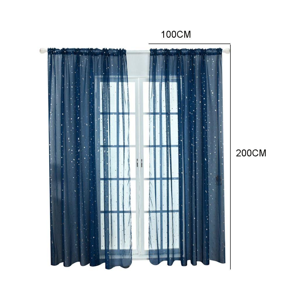 Translucent Tulle Curtains Elegant Window Curtains Silver Stars Sheer Curtains Home Decoration