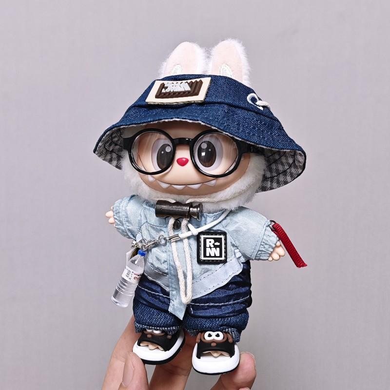 17cm Labubu Doll Outfit Set Sportswear Tracksuit With Hat Water Bottle Accessory Glasses 5 Or 6 Pieces
