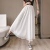 Plus Size Chiffon Straight Wide Leg Ankle-Length Pants Women Loose Clothing High Waisted Casual Dance Trousers Thin Solid Summer