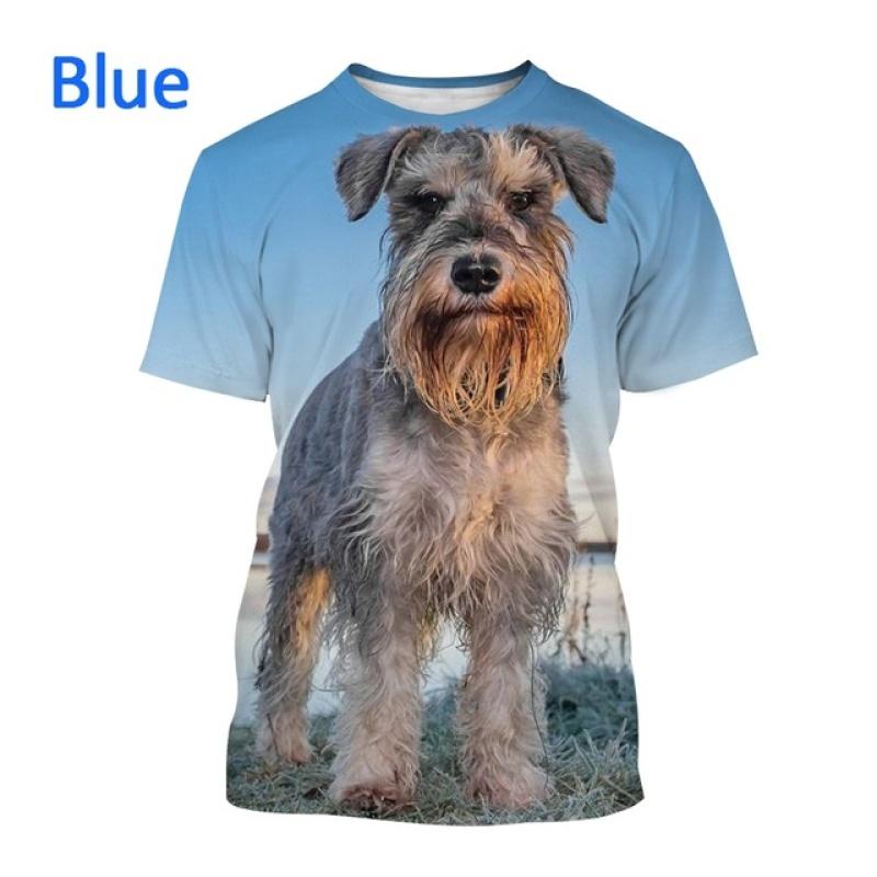 Уличная футболка в стиле Харадзюку с животным принтом, топ «Шнауцер Щенок», 3D футболка для мужчин и женщин, повседневная футболка с милой собакой