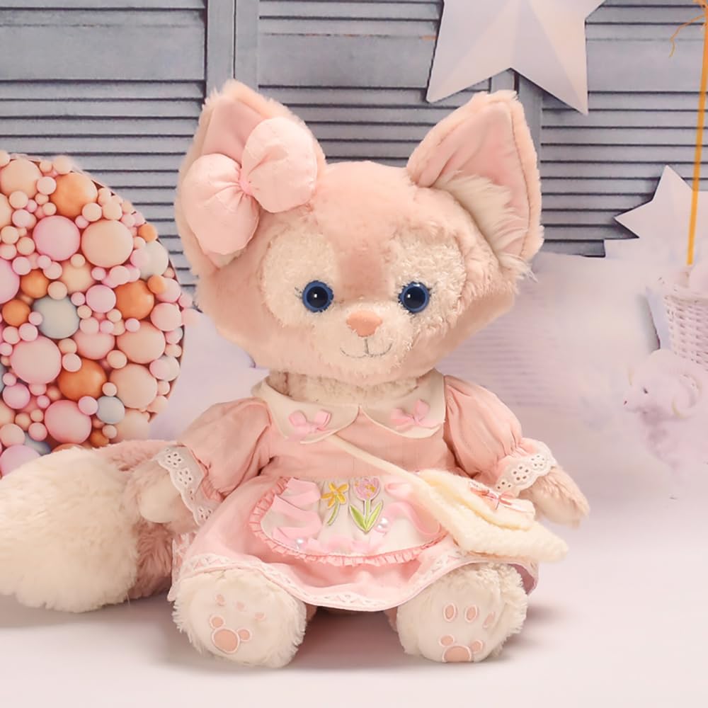 Плюшевая одежда Linabelle Stella Lou, Размер S, Набор с розовым тюльпановым платьем, Сменная одежда, Плюшевое платье, Одежда для кукол (Платье, Вязаная Сумка и Бант