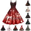 Women's Christmas Snowflake Print Sexy Slim Off Shoulder Punk Retro Dress