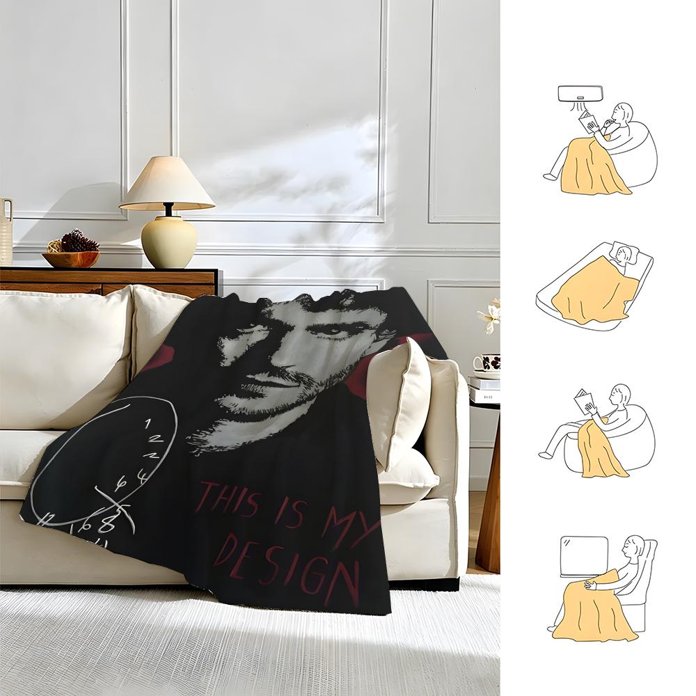 drama H-Hannibal-l Throw Warm Soft Flannel Blanket, Multi-use for Sofa Bed Camping Travel Nap