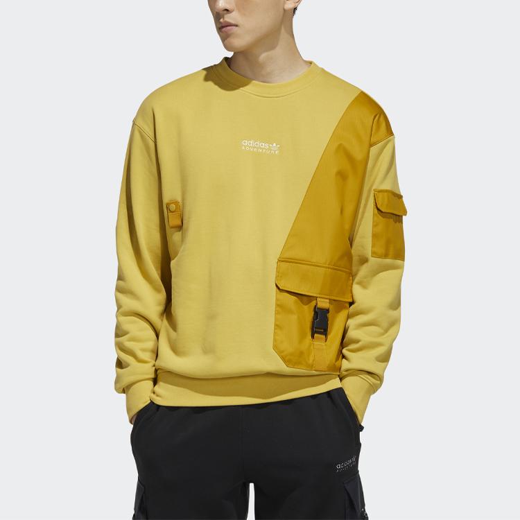 adidas Оригинальный трилистник с цветными блоками и карманами в стиле пэчворк, мужская толстовка, желтый HC0368