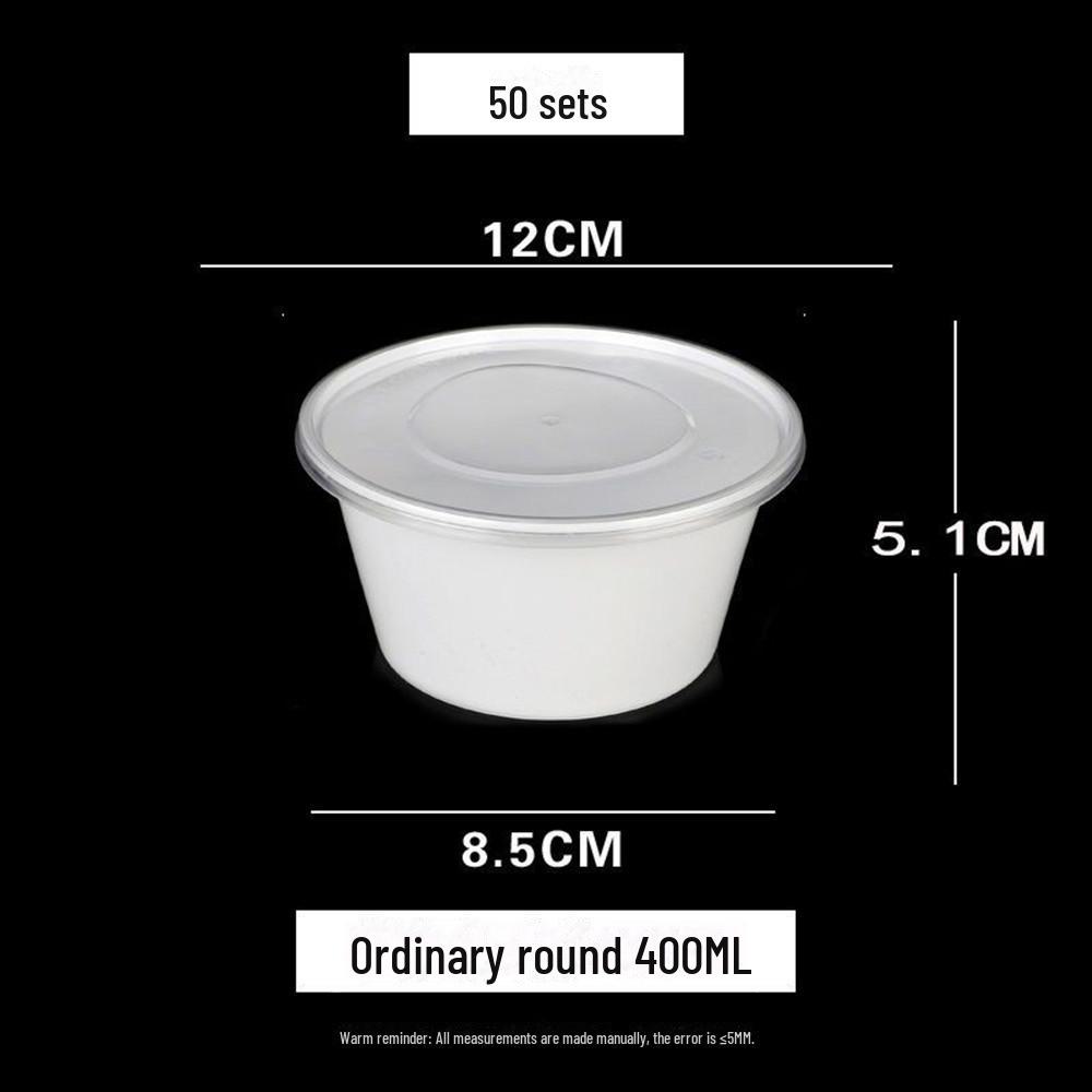 Thickened Milky White Disposable Round Lunch Box with Lid - Perfect for Takeaway and Snail Noodle Soup, Free Shipping