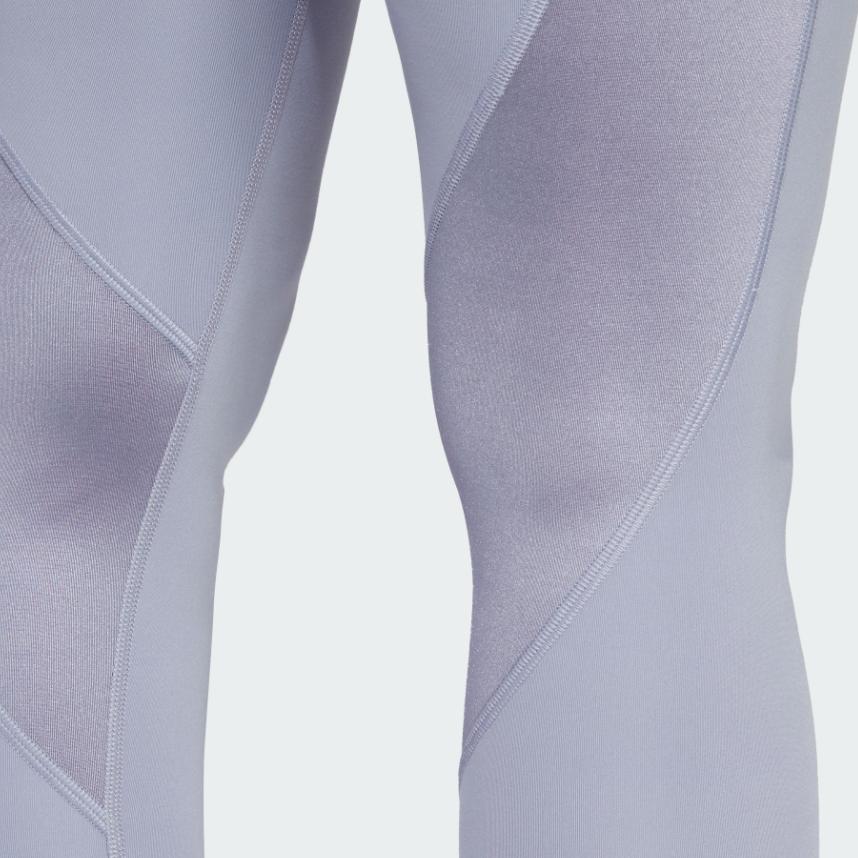 Adidas Essentials High-Intensity 7/8 Fitted Mid-Rise Fitness Leggings Women Bottoms Silver-Grey Violet IC8301