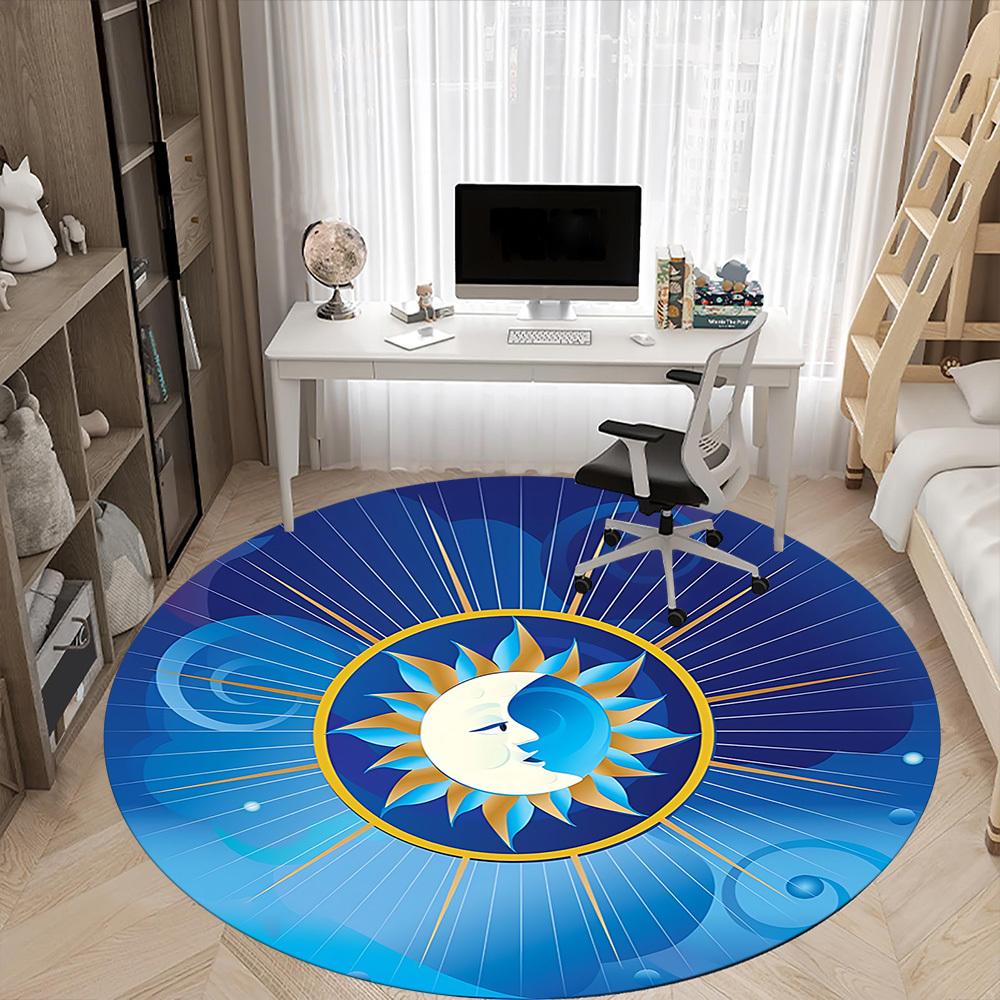 1pc Sun Moon Design Chair Carpet for Office Machine Washable Rug for Office, Good Gift for Family or Friends yy251225195
