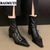 Pointed Toe High Heels Women Ankle Boots Office Shoes 2025 Trend Sexy Brand Zipper Chunky Punk Boots Designer Pumps Mujer Botas