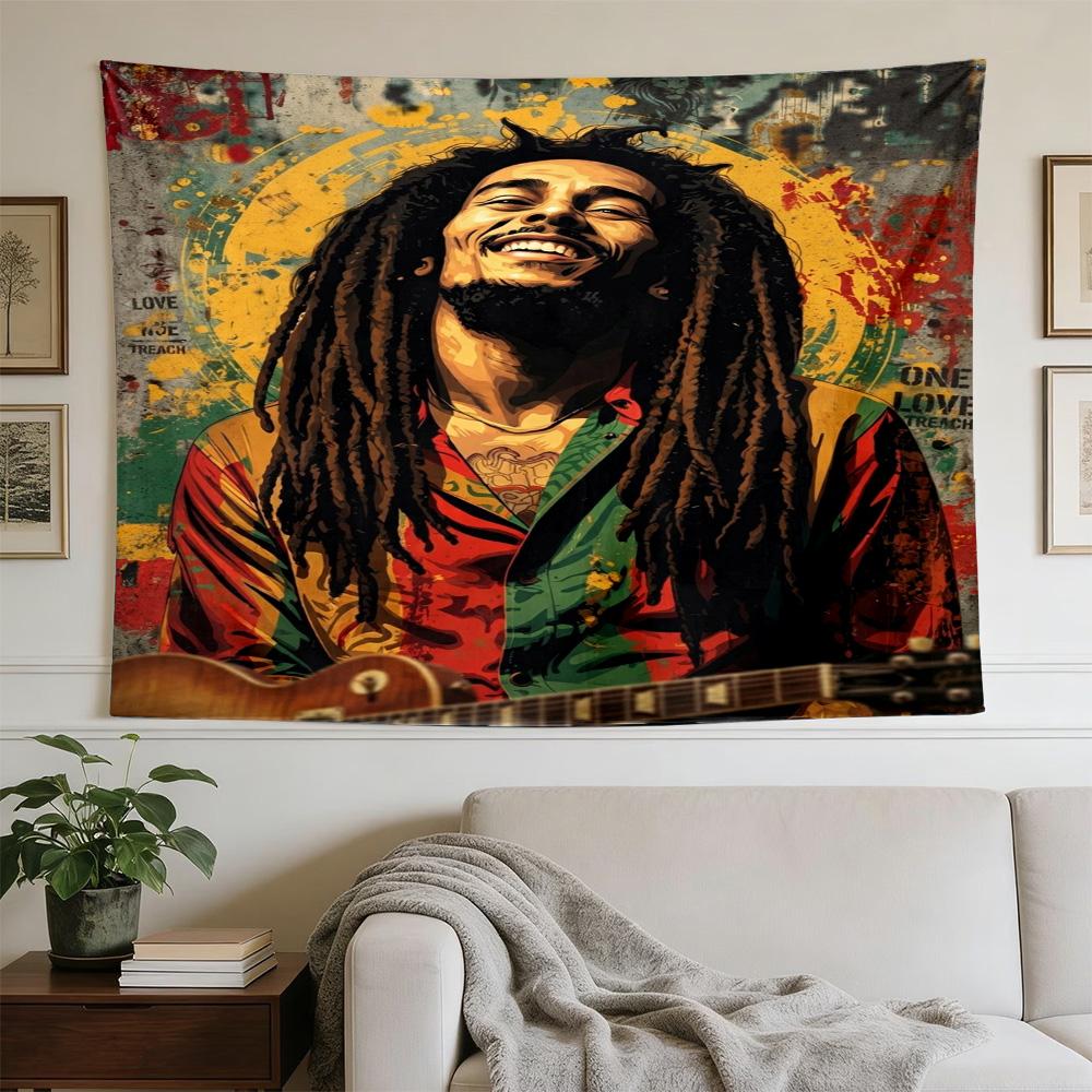 Bob Marley Reggae One Love Reggae Music Large Decorative Tapestry, Great Holiday Gifts, Photo Backdrop for Bedroom Dorm Parties