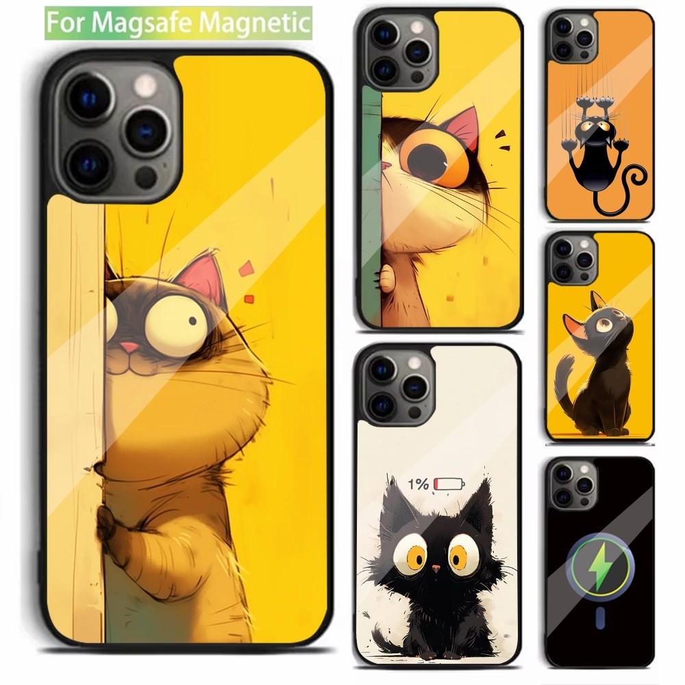 Cat Cute Funny Pet Phone Case For iPhone 16,15,14,13,12,11,Plus,Pro,Max,Mini Magsafe Magnetic Wireless Charging