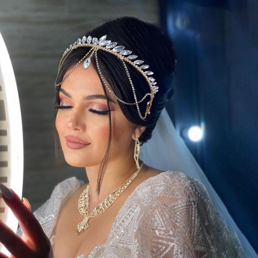 Ручная работа Тиара с кристаллами и кисточкой для свадебных причесок (DZ051)