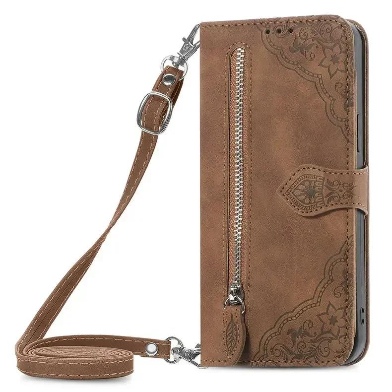 Чехол-книжка с молнией и ремешком через плечо из кожи для Honor Magic 8 7 6 Pro 6 Lite 5G, Luxury Case, Funda, Кошелек-книга для Honor Magic7 Pro 8 Lite Magic6 Pro